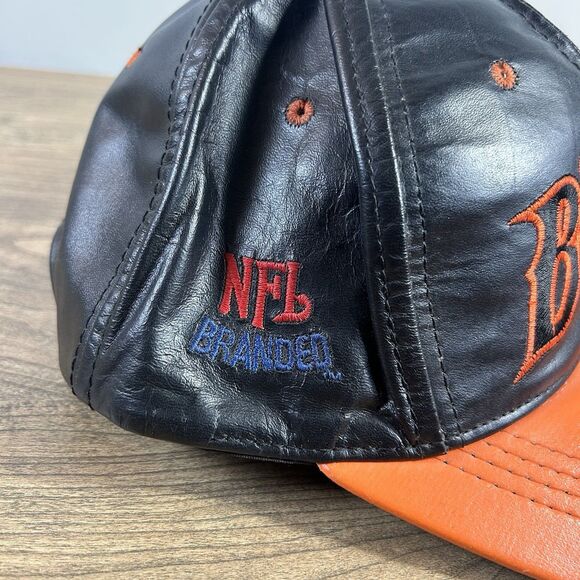 Vintage Cincinnati Bengals Leather Snapback Hat Modern Brand USA Team NFL OSFA - Picture 3 of 12